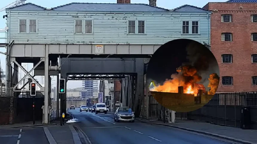 Liverpool scrap yard fire: smoke plume over Kirkdale on Regent Road 2026 1 Liverpool scrap yard fire smoke plume over Kirkdale on Regent Road